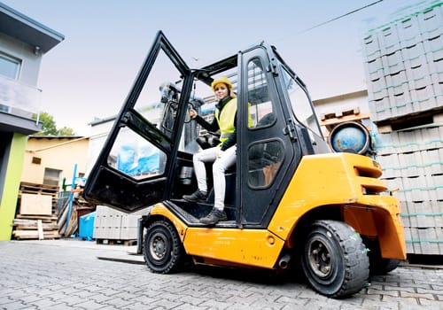 Woman on a Yellow Forklift